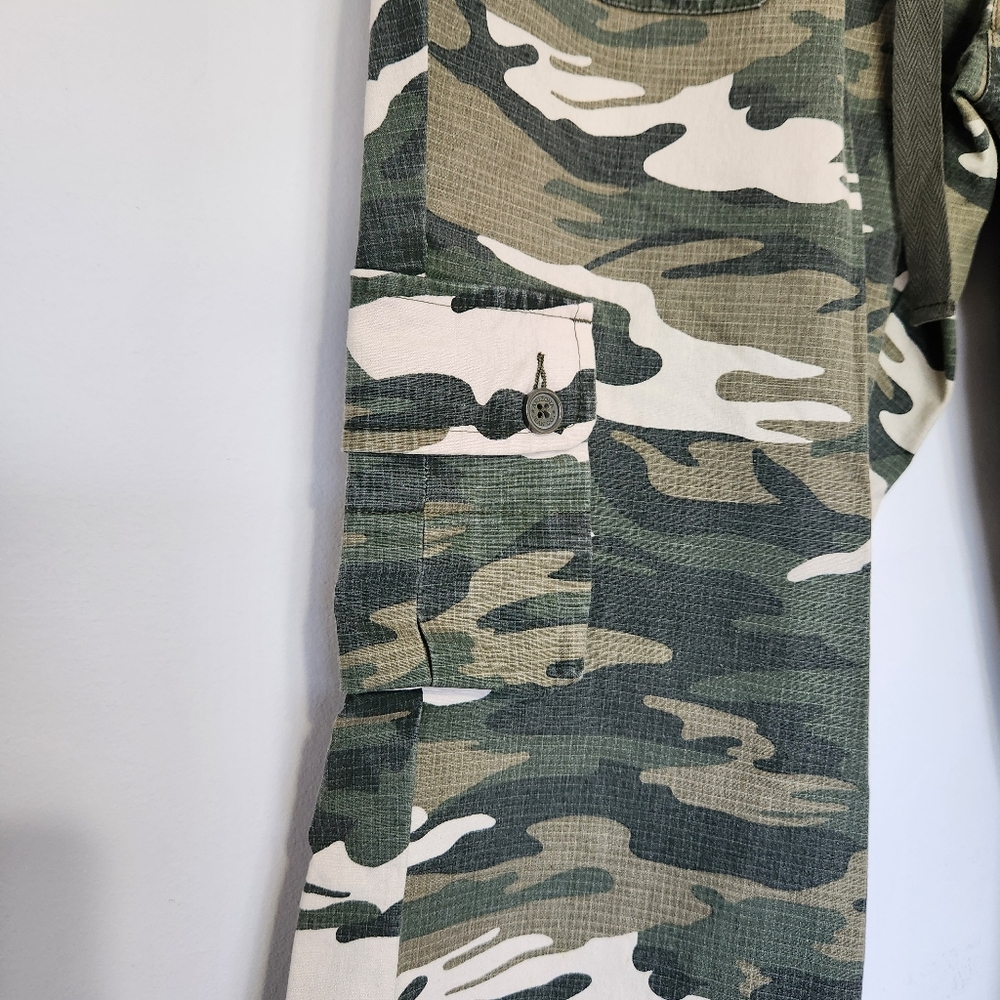 Cargo Camo Drawstring Pants Wide Leg Midrise Gorpcore Y2k size 11 - Picture 5 of 16
